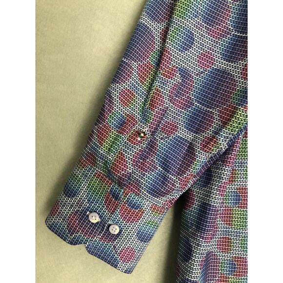 Luchiano Visconti Black Men's 2XLB Long Sleeve Button-Up Shirt Circle Pattern - Picture 5 of 7